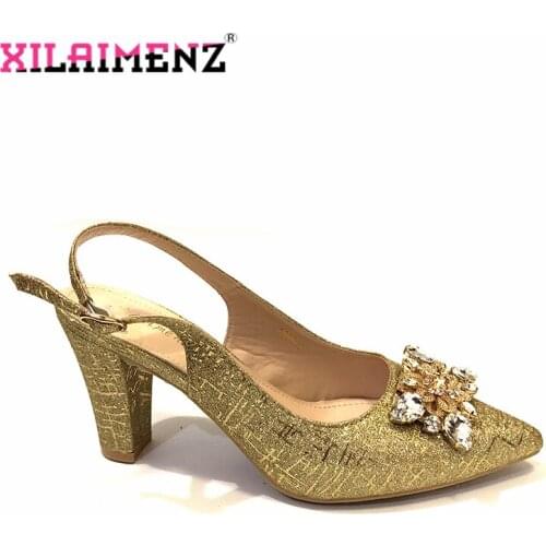 New Arrival Women Gold Color 2019 Summer Style Sandals for African Low Heel Wedding Shoes Italian Design Summer Party Pumps