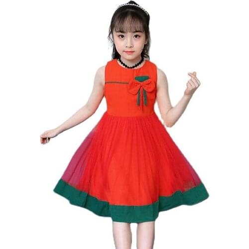 2021 New Summer Dresses For Girls Kids Teenagers Fashion Clothes Bebe Girl Sleeveless One-Piece Princess Prom Bridesmaid Dresses