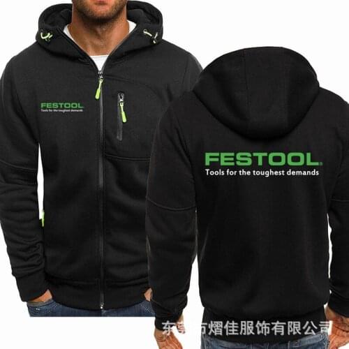 NEW Mens Hoodies Tracksuit Autumn Winter Drawstring Pocket Bomber Hooded Sweatshirt Long Sleeve Zip Coat for FESTOOL