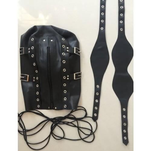 New Arrival Sexy Latex Hood Mask Handmade Rubber Latex Face Hood Latex Fetish Eyes Mask Full Cover Hood