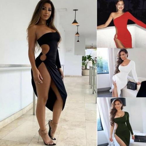 New Sexy Women Sleeveless High Slit Long Maxi Dress Ladies Club Party Bodycon Dress