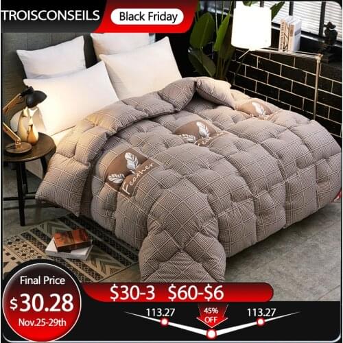 Autumn Winter Thicken Warm Quilt Blanket Double King Queen Bed Cover Bedding Skin-friendly Printed Comforter Home Hotel Duvets