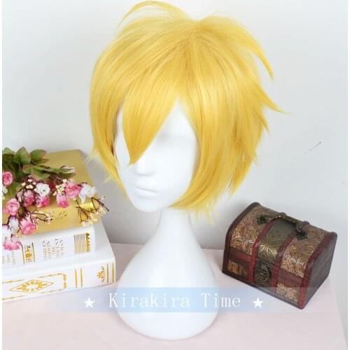 Anime Bungo Stray Dogs Miyazawa Kenji Wigs Golden Heat Resistant Syntehtic Hair Cosplay Wigs+Wig Cap