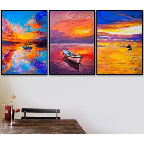 Sailing Boat Oil Painting Landscape Spray Painting Art Posters and Prints Wall Pictures for Living Room Print Photo Canvas Decor