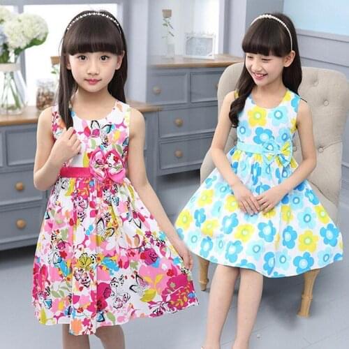Aby Girls Dress Brand Summer Beach Style Floral Print Party Backless Dresses For Vintage Toddler Girl Clothing