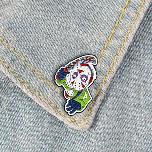 RNG Horror Enamel Pin Cartoon Character Retro Movie Character Mask Killer Knife Badge Denim Lapel Brooch Shirt Jewelry