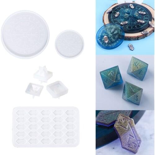 Pandahall Silicone Mold Rune Stones Divination Mat Dice Astrology Board Tray Mold for Epoxy Resin Casting Mould DIY Crafts Decor