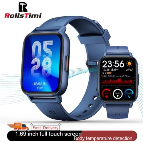 Rollstimi Full touch Mens Smart Watch Wristband Sports Heart Rate Monitor Waterproof Bluetooth For ios Android Fitness Tracker