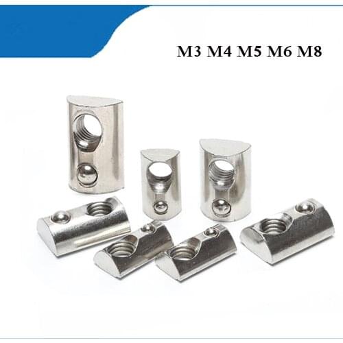 T-Nut Spring Nut Elastic Shrapnel Steel Ball Nut Block Thread Nuts for 2020 Series Aluminum Profile Extrusions M3 M4 M5 M6 M8