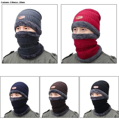 Neck Warmer Winter Hat Knit Cap Scarf Cap Winter Hats For Men Knitted Hat Men Beanie Knit Hat Skullies Beanies