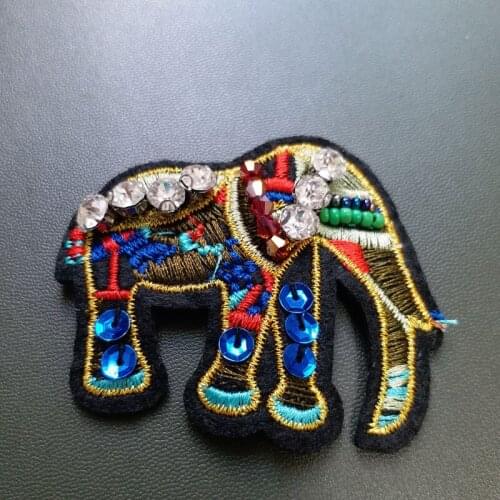 1pc handmade sequin camel elephant patches for clothing DIY rhinestone beaded Sew on patch embroidery applique parche ropa