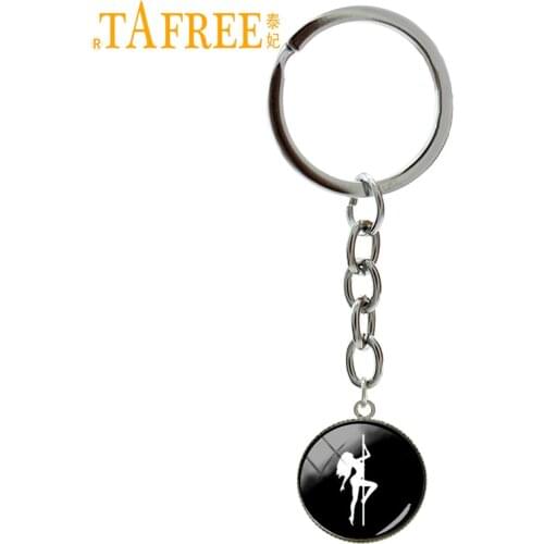 TAFREE Fashion Pole Dance Keychain Pretty Dance Girls Stripper Silhouette Profile Image Key Chain Trendy Exquisite Jewelry T489