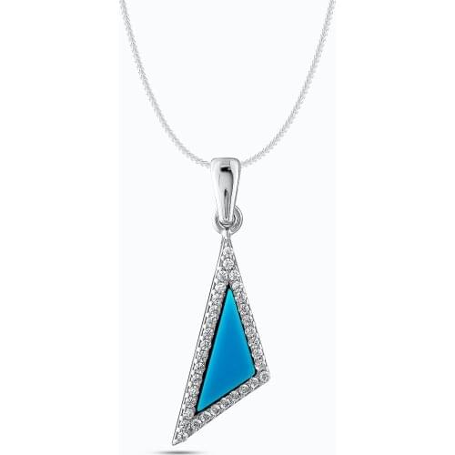Triangle Model Pendant for Women Necklace Trend Silver Jewelry Solid 925 Sterling Silver Made in Turkey