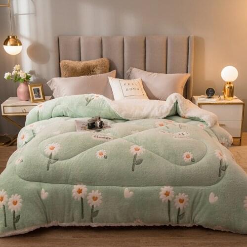 Winter Super Soft Flannel Duvet Double-sided Cashmere Blanket Pure color Comforter Thicken Warm Quilt Solid Bedspread