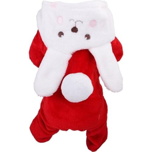 Dress Up Winter Coat Rabbit Style Dog Clothes Dress Up Jumpsuit Outfit Fleece