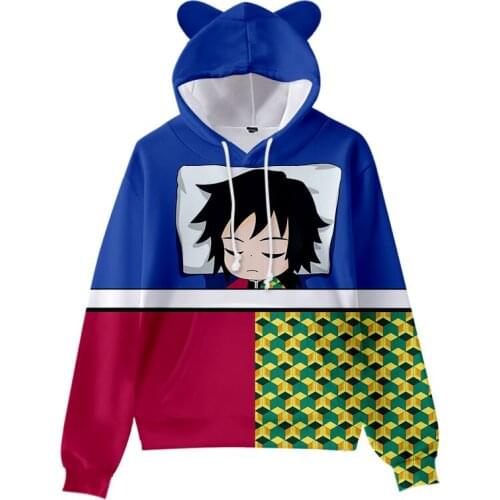2020 Demon Slayer Men Hoodies Sweatshirts Kimetsu no Yaiba Backpack Cosplay Tomioka Giyuu Boys Girls Kwaii Cute Cartoon Outcoats