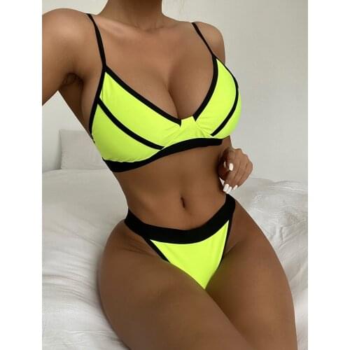 2021 Sexy Splicing Bikini Swimwear Women Swimsuit Female Two Pieces Bikini Set Bather Bathing Suits Summer Beach Wear Swim Lady