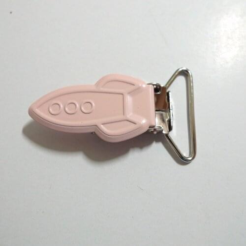 25pcs 1'' 25mm #35 PINK COLOR Enamel Rockets Suspender Clips