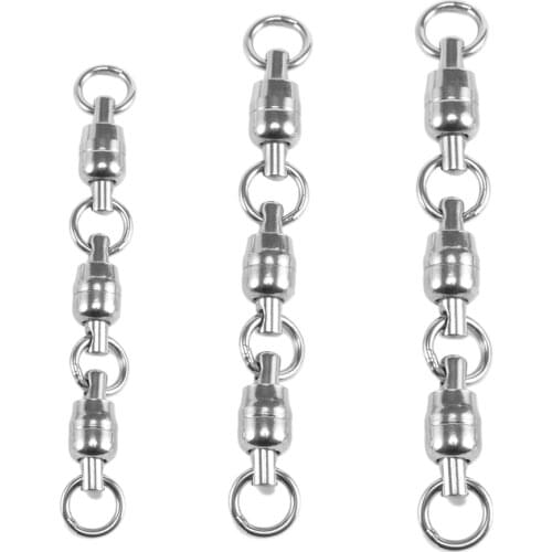 3 Link Ball Bearing Swivel Rings High Strength Fishing Swivel Hook Line Connector 6# 7# 8