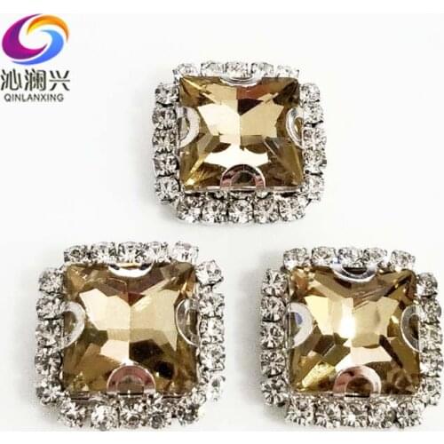 8mm/10mm/12mm/14mm Light coffee square shape high quality Crystal glass buckle, sew on rhinestones for Diy/jewelry accessories