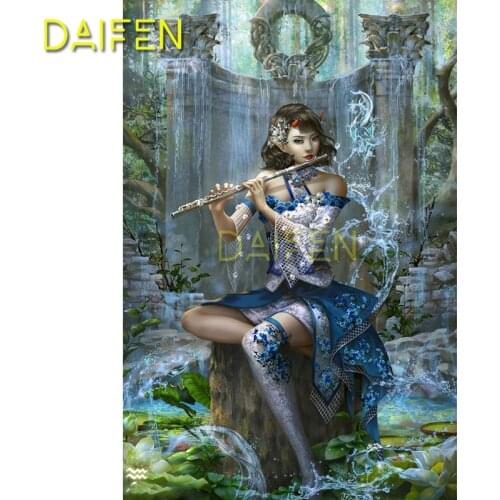 5D DIY Diamond embroidery Cross stitch girl Flute Full Square Diamond mosaic girl Flute Full Round Diamond painting girl Flute