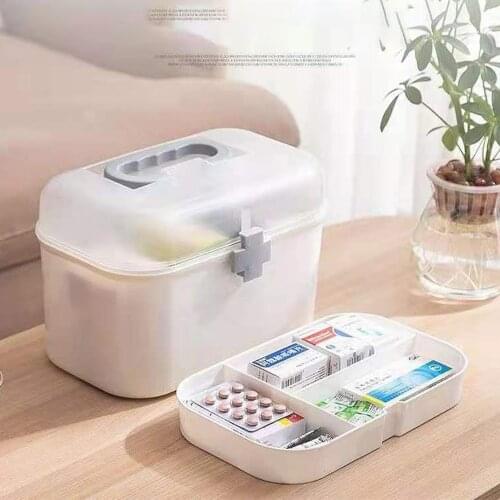 First Aid Kit Two-layer Medical Storage Box High Capacity Organizer Plastic Container Plastic Med Kit Box Medicine Box
