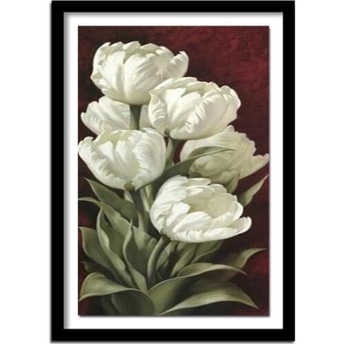 White tulips 28x65cm Diamond Embroidery Painting Home Decoration Diamond Pattern Full Square Diamond Painting zx