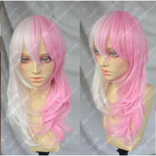 Free Shipping Danganronpa Usami Monomi Maid Pink White Wavy Lolita Cosplay Party Wigs