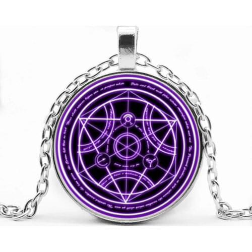 2017 New Hot All-Metal Alchemist Trans Change Gender Red And Blue Circle Necklace Fashion Jewelry