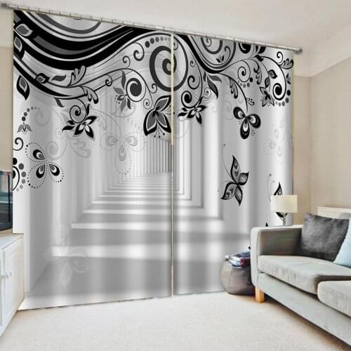 Black And White Curtains Photo Blackout Window Drapes Luxury 3D Curtains For Living Room Bed Hotel Room Home Office