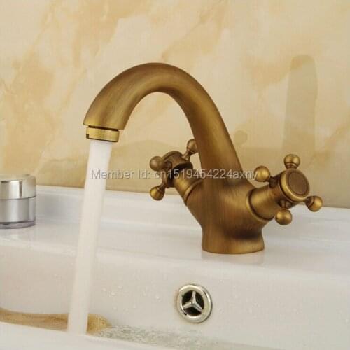 GIZERO Bathroom Dual Handle Faucet Antique Finish Classic Faucet deck mounted hot&cold mixer torneira GI78