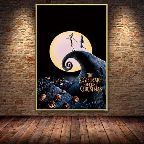 Cartoon Nightmare Before Christmas Anime Jack and Sally Oil Painting Canvas Posters Prints Cuadros Wall Art Pictures Living Room