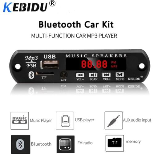 Kebidu DC 12V 5V MP3 WMA Decoder Board Wireless Bluetooth Audio Module USB FM TF Radio For Car MP3 Accessories MP3 Player