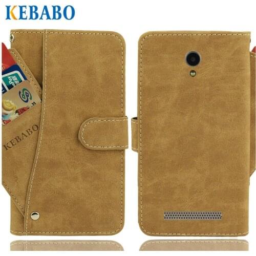 Leather Wallet Prestigio Wize Y3 3406 DUO Case 4" Flip Vintage Leather Card Slots Cases Cover Business Phone Protective Bags