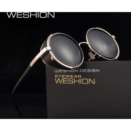 Round Steampunk Sunglasses Men Steam Punk Googles Women Small Festival Sun Glasses 2018 Gradient Mirror Shades Oculos Lentes
