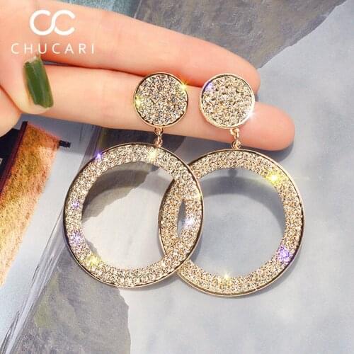 CHUCARI Round Vintage Earrings for women gold color Metal big earrings 2019 fashion jewellery silvery hanging summer jewelry