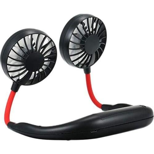 Summer Hands-free Lazy Neck Band Hanging USB Rechargeable Sports Double Dual Fan Mini Air Cooler Portable 3 Speeds Large battery