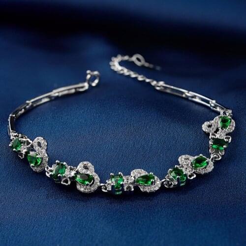 LIAMTING Ladies Luxury Colorful CZ Silver Bracelets Hight Quality 925 Sterling Silver Women Bangles & Bracelets Jewelry VD002