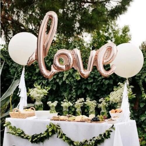 Ligatures LOVE Letter Foil Balloon Anniversary Wedding Valentines Birthday Party Decoration Champagne Cup Photo Booth Props