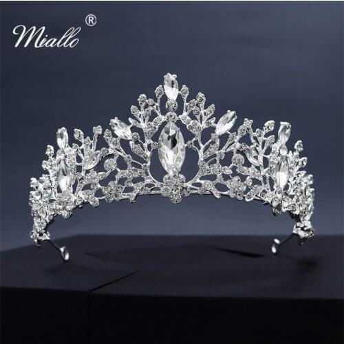 Miallo 2019 Europe Vintage Tiaras and Crowns Austrian Crystal Women Headpiece Queen Princess Crown Wedding Hair Jewelry