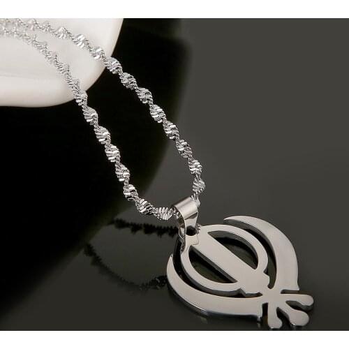 Stainless Steel Trendy Sikhism Pendant Necklace Silver Color Sikh Khanda Sikhs Jewelry