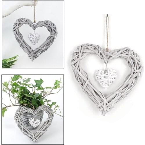 Fashion Romantic Wicker Rattan Hanging Heart Wreath Wedding Love Supplies Home Decoration Party ornament set heart pendant