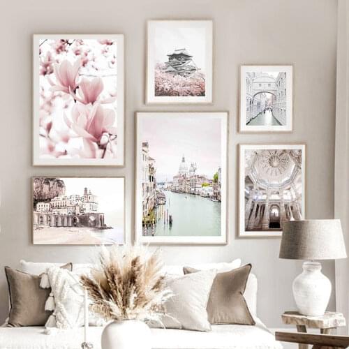 Osaka Magnolia Sakura Flower Venice Beach Wall Art Canvas Painting Nordic Posters And Prints Wall Pictures For Living Room Decor