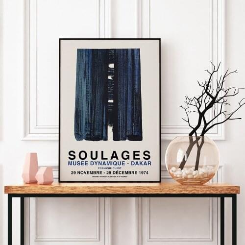 Pierre Soulages Exhibition Poster Wall Art Geometric Print Abstract Canvas Painting Living Room Cuadros Home Decor