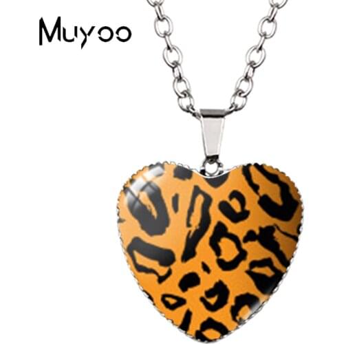 New Fashion Animal Skin Patterns Leopard Tiger Zebra Heart Jewelry Pendant Handmade Heart Necklace Gifts HZ3