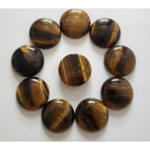 Wholesale fashion 10pcs/lot high quality natural tigers eye stone round cabochon beads for jewelry Accessories making free 25mm