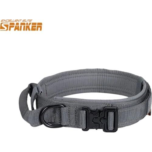 EXCELLENT ELITE SPANKER Tactical Dog Collar K9 Adjustable Training Collar Dog Collars with Handle for Large and Small Dog