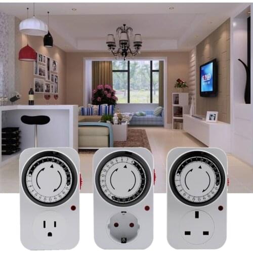 24 Hour Cyclic Timer Switch Kitchen Timer Outlet Loop Universal Timing Socket Mechanical Timer UK EU US Plug