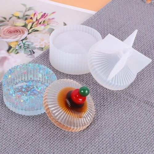 Striped Silicone Mold Epoxy Resin Art Ashtray Handmade Lidded Gift Jewelry Box Making Table Decor Mould Supplies Multipurpose