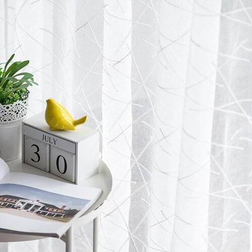 Striped White Embroidery Tulle Curtain for The Living Room Modern Sheer Curtain for Bedroom Window Blind Voile Decor Custom Size